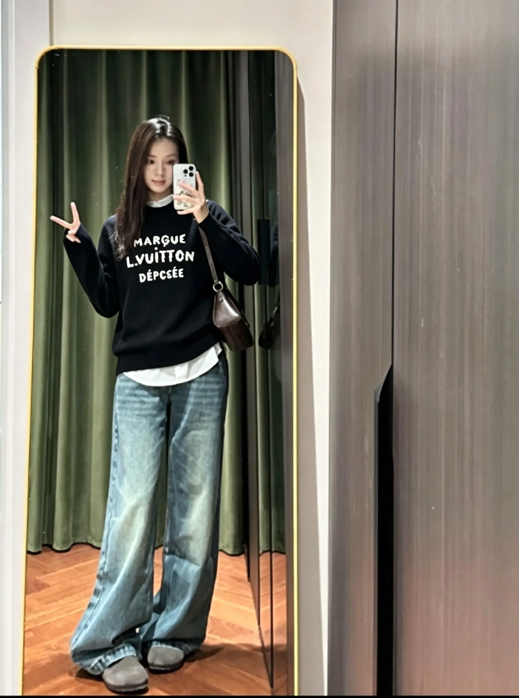 Louis Vuitton/Louis Vuitton Light Blue presbyopic letter jacquard sweater